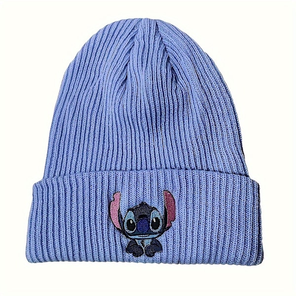 Stitch Strikkede Hat til Mænd og Kvinder Anime Tegneserie Varmt Hat Træk Over Uld Hat Udendørs Kold Hat Perfekt Gave db Blue