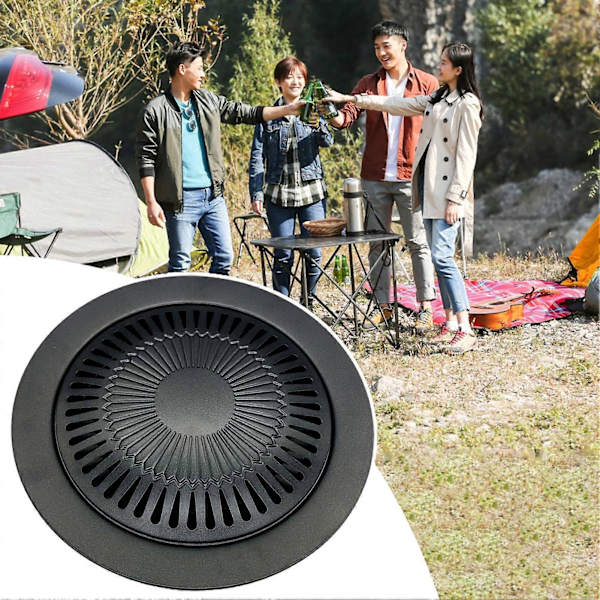 Grillpande i koreansk stil - Tyk pande til gryderetter, husholdningsbrug, ikke-rygende, non-stick, rund stegepande KAESI [DB] Black
