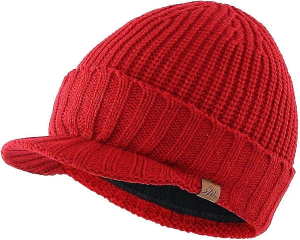 Hatt med skärm för män, vinter, stickad, tjock, utomhus, DB Red One Size