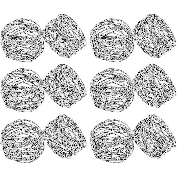 Handgjorda Silver Runda Mesh Servettringar Hållare För Matbord Fester Vardag, Set Om 12 (silver, 12) db