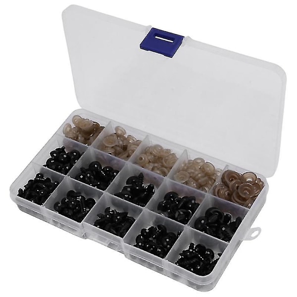 Sikkerhetsøyne med skiver, 150 stk Små dukkeøyne Håndverkslekeøyne Teddybjørnøyne 6mm/8mm/9mm/10mm/12mm black