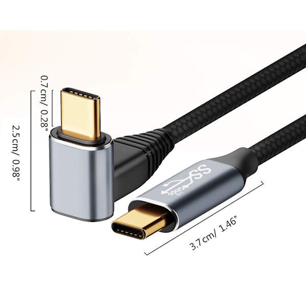 100W suorakulmainen USB C - USB C -kaapeli, 1 m USB C - C-tyypin pikalataus [DB] 1m