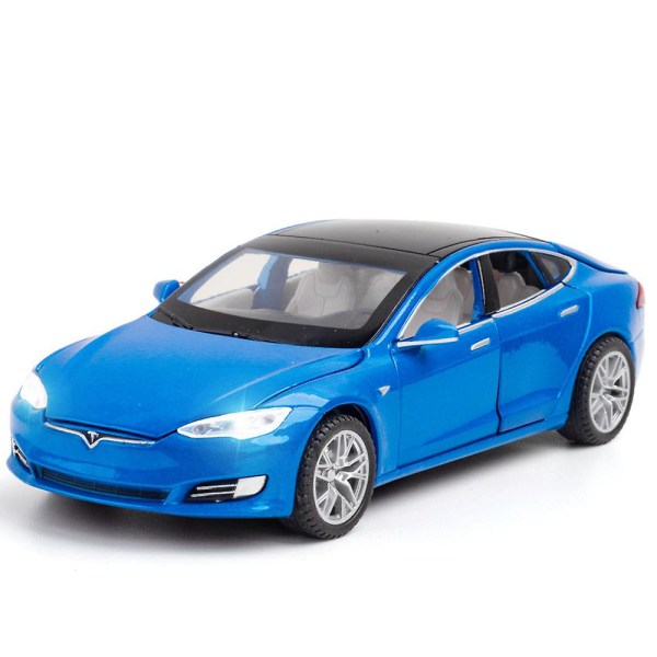 Tesla Model S Car Model With Light & Openable Door Musical Simulation Vehicle White