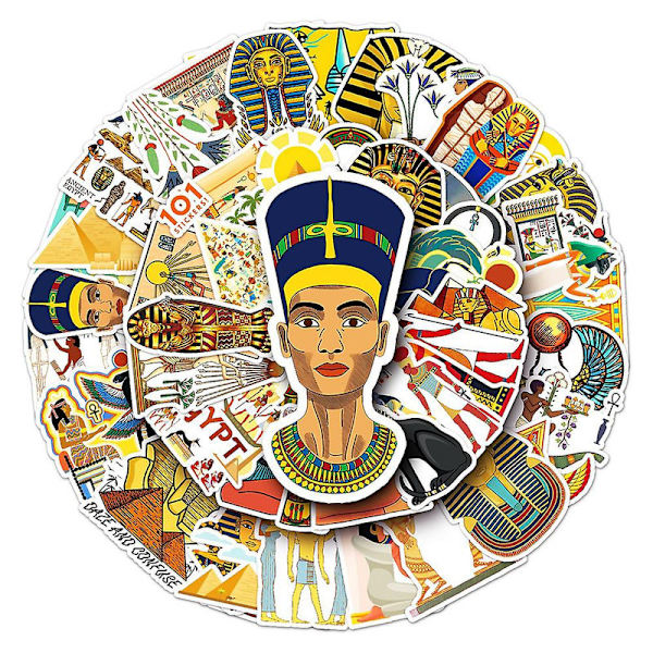 50 st Vintage Egyptiska Farao-klistermärken för bärbar dator, bagage, scrapbooking, hantverksmaterial, klistermärkespaket, Adesivos Scrapbooking Material DB 50pcs