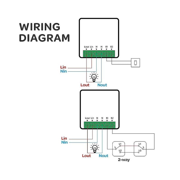 Smart Switch Wifi Lysbryter Modul Bluetooth Trådløs Fjernkontroll, 1/2 Veis 16a db