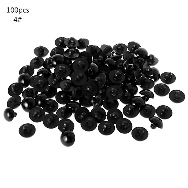 100x Sorte Skaftknapper Diy Syøye Skjorte Dukke Diy Håndverk 9/10/11.5/12.5/15mm Db 12.5MM