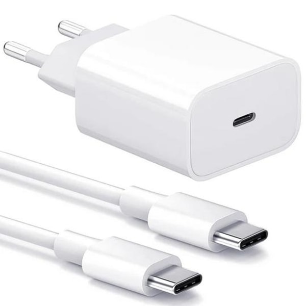 Snabbladdare 20W för Samsung USB-C Med 1M USB C-kabel Vit