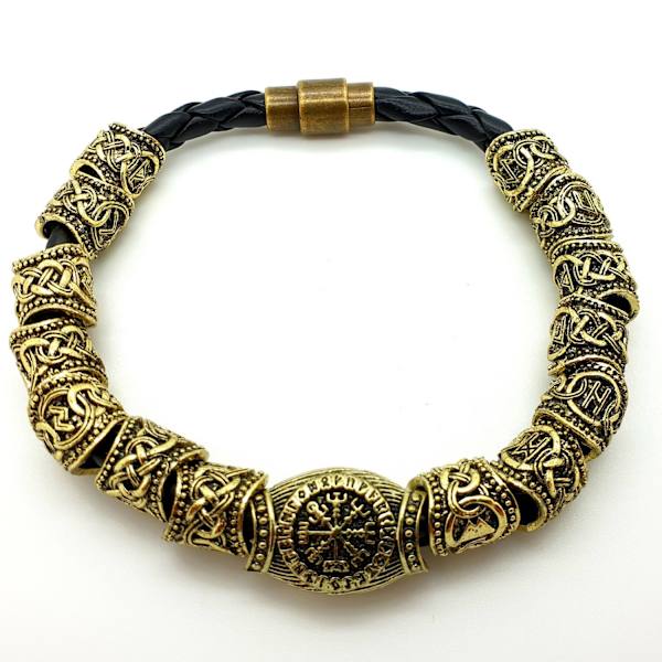 Runic Runes charm pärlor viking armband Brons one size
