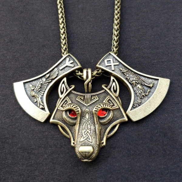 Wolf & Raven graverade slaviska perun axar runor Othala Algiz Bronze one size