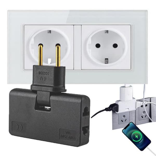 Roterbar Eu Plug Converter 3 In 1 180 graders förlängningsplugg White M