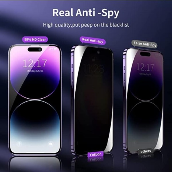 [2-PACK] Privacy iPhone 15 Pro Max skärmskydd i härdat glas