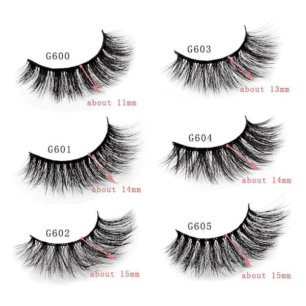 5-par lösögonfransar - 3D faux mink (G-603) Black one size