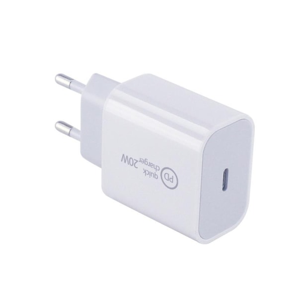 20W Laddare för iPhone 15 + 1M kabel USB-C till USB-C Vit