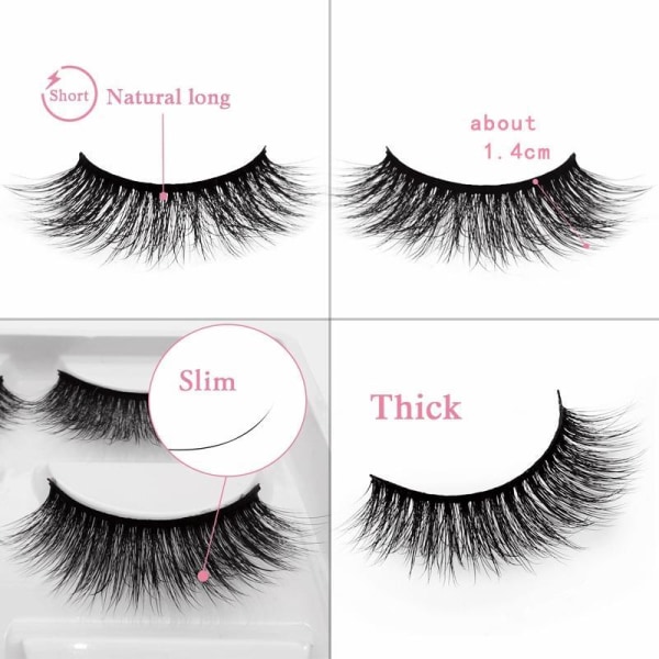 5-par lösögonfransar - 3D faux mink (G-601) Black one size