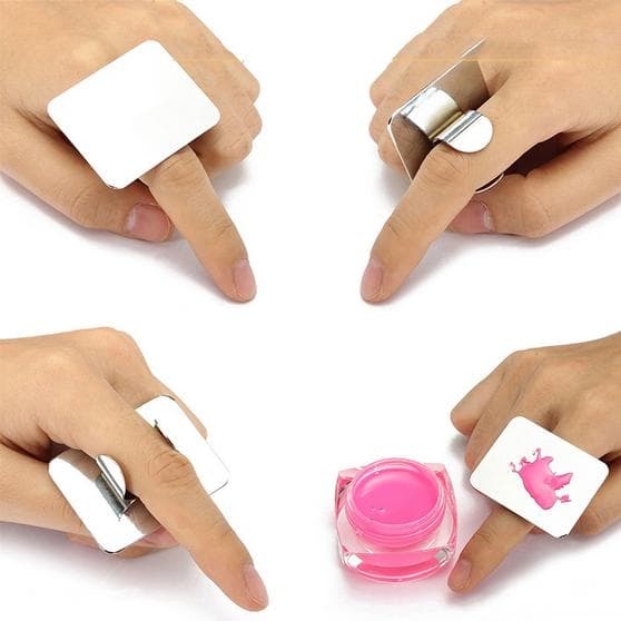 Manikyr Finger Ring Nail Art/Makeup Foundation Mixing Palette Silver one size