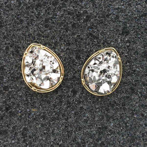 Durzy rock lava crystal glänsande sten örhängen vattendroppe Silver M