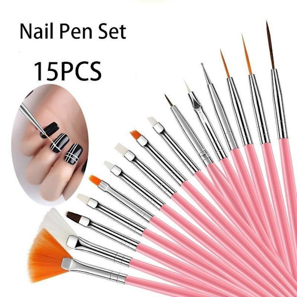 15 st Nail art set prickmålning lack pensel penna Verktyg Red one size