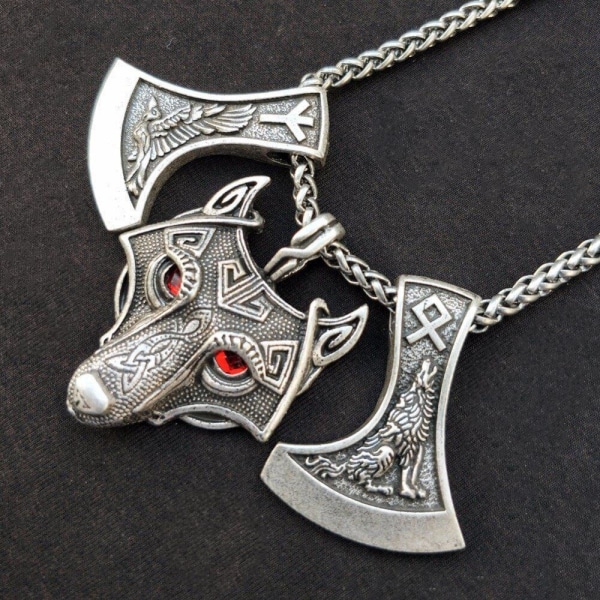 Wolf & Raven graverade slaviska perun axar runor Othala Algiz Silver one size
