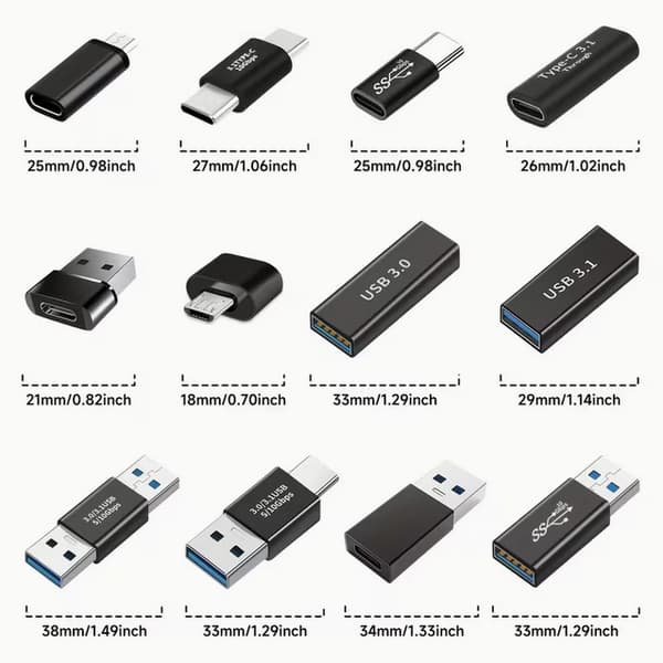 12-Stk USB-C- och USB 3.0-adapterkit Svart