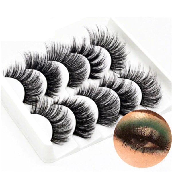 5-par lösögonfransar - 3D faux mink (G-55) Black one size