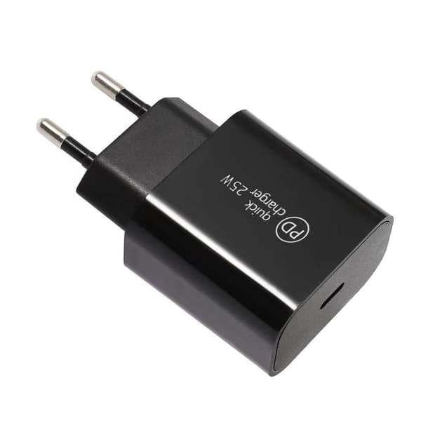 25W USB-C snabbladdare för Samsung - Adapter + 2M kabel Black 25W USB-C charger +2M cable