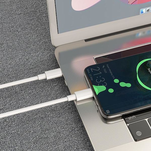 2M USB-C till USB-C-kabel för iPhone 15/Plus/Pro/Pro Max Vit