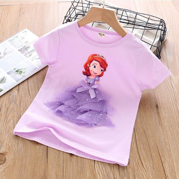 Princess sommar 3D T-shirts & byxor-Elsa-Belle-Rapunzel-Aurora Rapunzel purple 110 cm one size