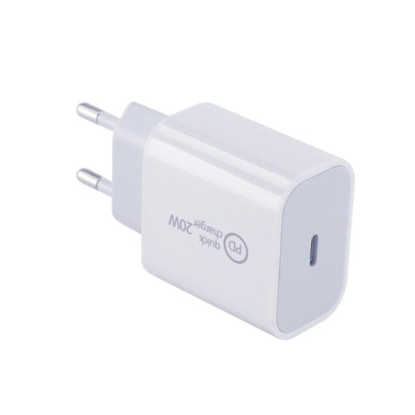 20W USB-C PD snabbladdare för iPhone + 2M kabel Vit