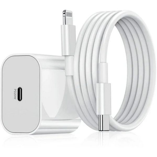 20W USB-C PD snabbladdare för iPhone med 1M kabel Vit