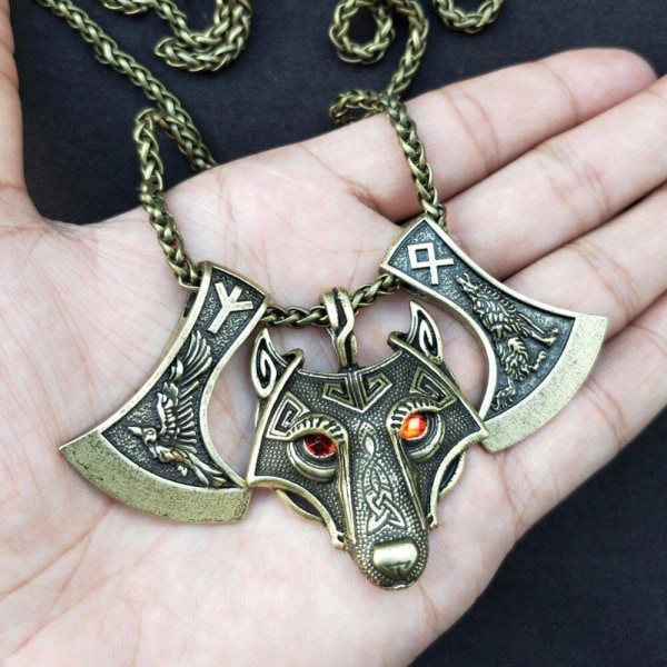 Wolf & Raven graverade slaviska perun axar runor Othala Algiz Bronze one size