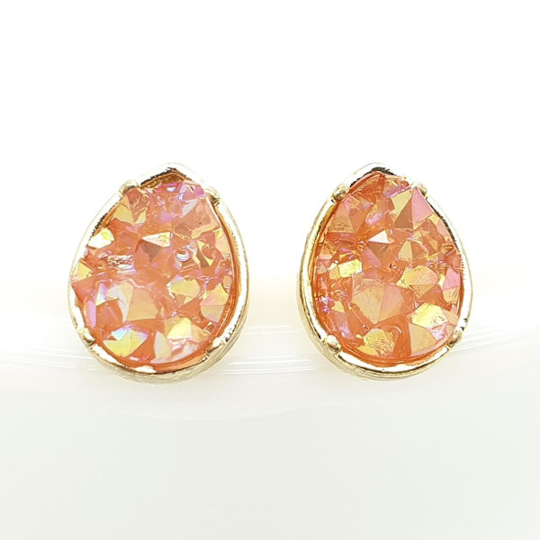 Durzy rock lava crystal glänsande sten örhängen vattendroppe Rosa M