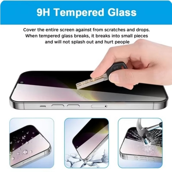 2-Pack iPhone 16 Pro Max Privacy Skärmskydd - Anti-Spy Tempered Glass