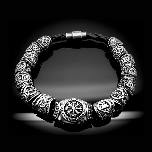 Runic Runes charm pärlor viking armband Silver one size