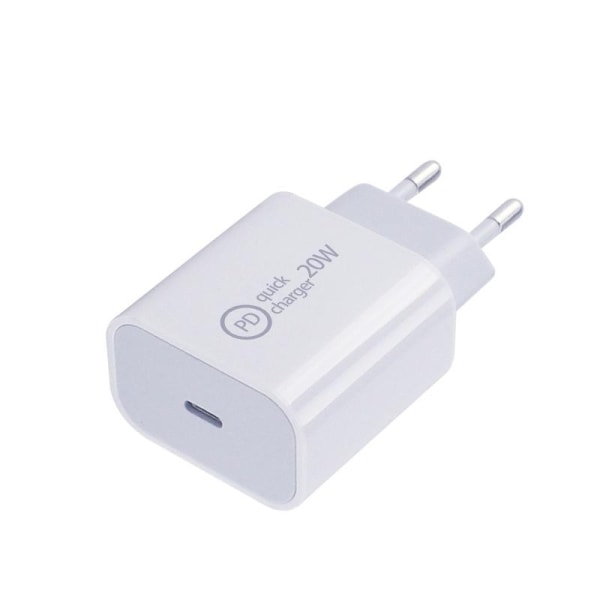 20W USB-C PD snabbladdare för iPhone + 2M kabel Vit