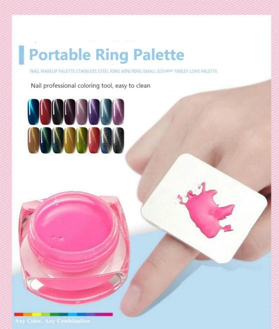 Manikyr Finger Ring Nail Art/Makeup Foundation Mixing Palette Silver one size