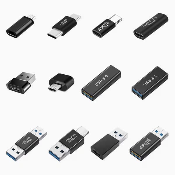 12-Stk USB-C- och USB 3.0-adapterkit Svart