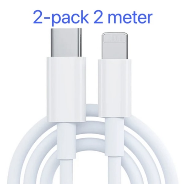 2-pack 2M USB-C till Lightning-kabel för iPhone Vit
