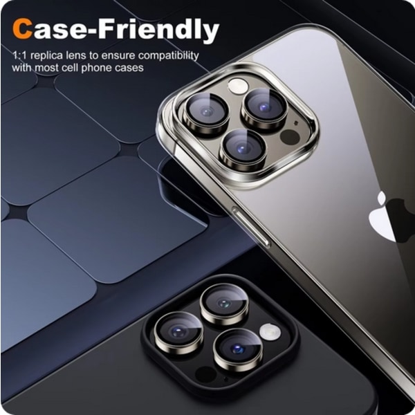 2-Pack iPhone 16 Pro Kameralinsskydd Härdat glas - Silver Titanium Silver