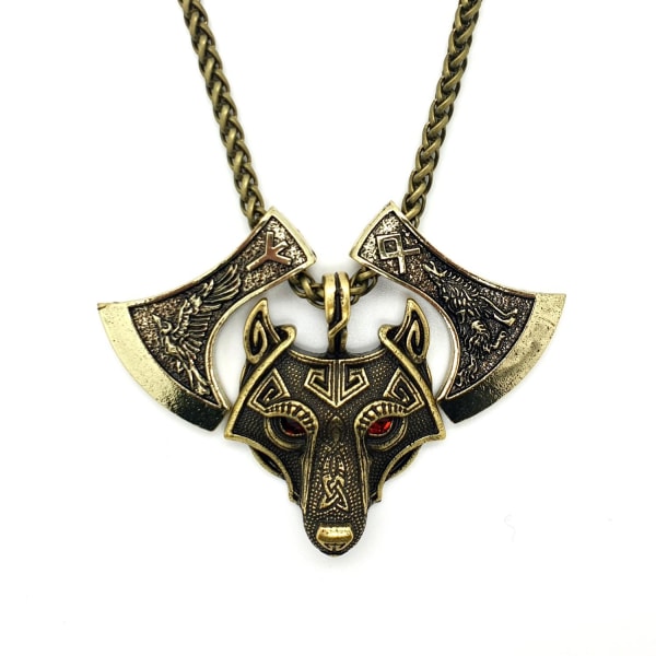 Wolf & Raven graverade slaviska perun axar runor Othala Algiz Bronze one size
