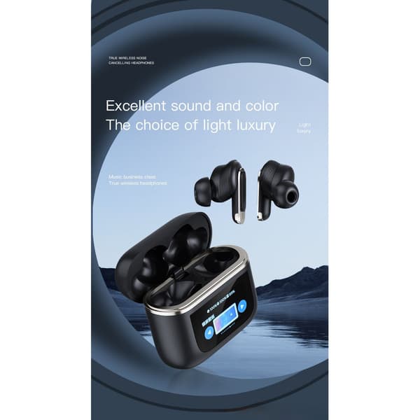 V8-kuulokkeet kosketusnäytöllä - Bluetooth - Musta