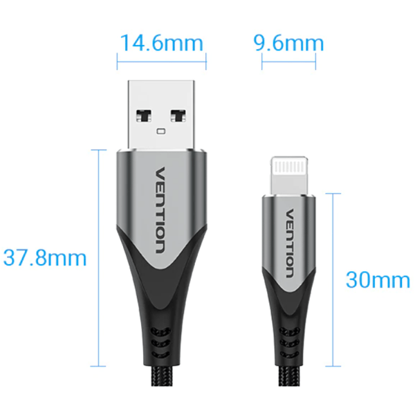 Vention USB 2.0 A Lightning -kaapeli 1 m (iPhone, iPad, iPod)