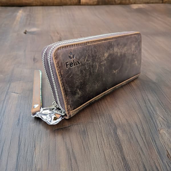 Ægte læder clutch pung