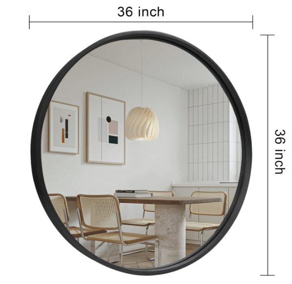 Rundt Spejl Med Sort Ramme 40 cm