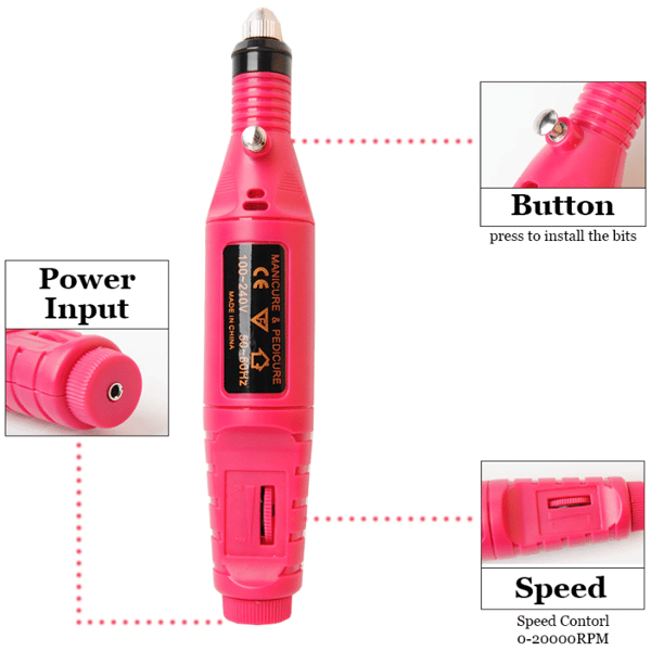 Salon Shaper elektrisk neglefil med 6 bits