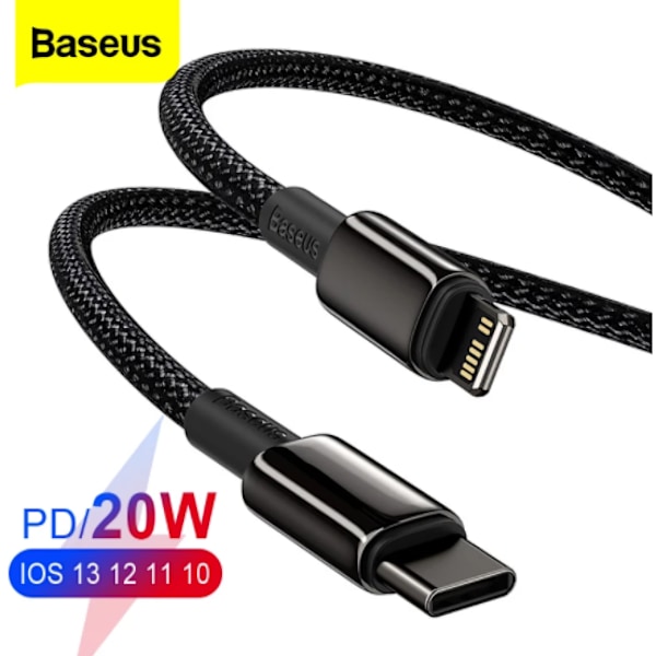 Baseus USB-C Lightning 20W PD 1 m - Svart - iPhone/iPad