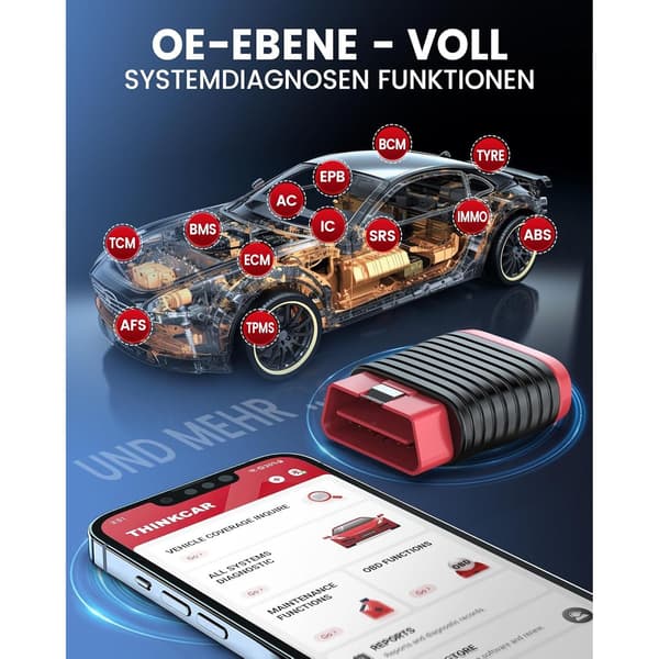 thinkcar OBD2 Bluetooth-adapter, BD6 OBD2-diagnoseenhet med all systemdiagnostikk