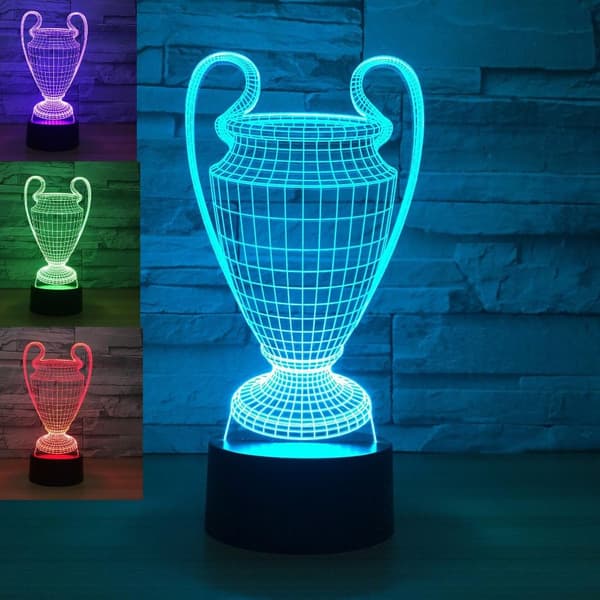 3D-jalkapallocupin palkinnon yövalo 7 väriä