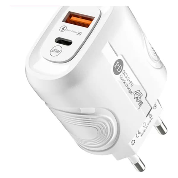 Hurtig Dobbelt Oplader med USB & USB-C (25W)