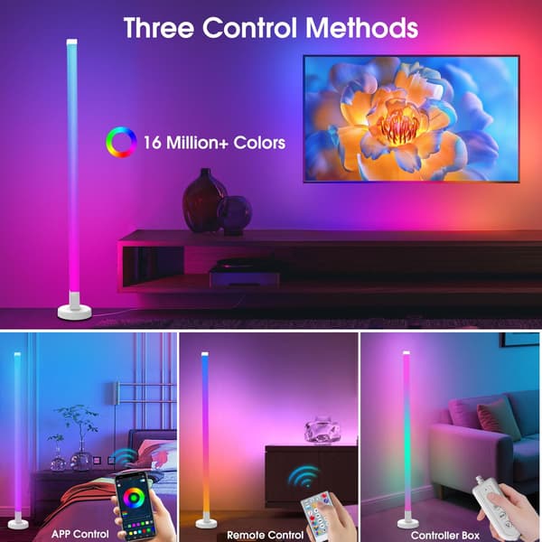 LED-gulvlampe med smart app og fjernkontroll