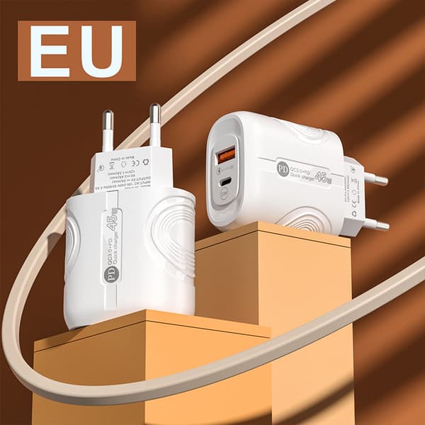Hurtig Dobbelt Oplader med USB & USB-C (25W)